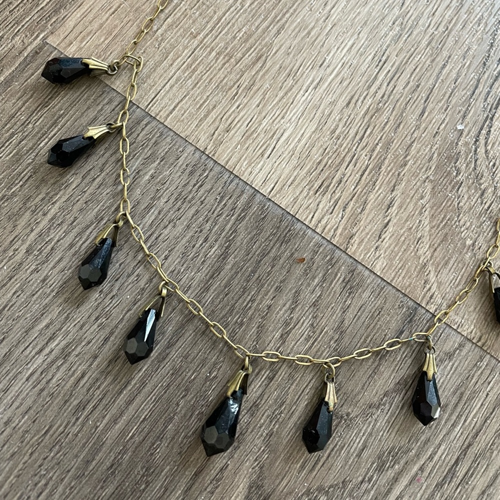 Vintage Necklace Onyx Glass Beaded Necklace Designer Liz Palacios